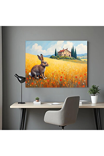 Printees Tablou - Iepure pe câmp - Canvas pe șasiu