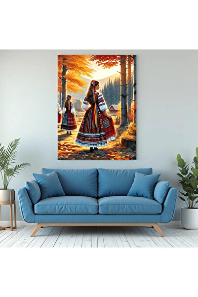 Printees Painting - Romanian, autumn landscape - Canvas on frame