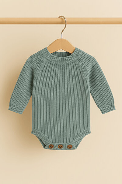 Babily Baby Knitted Knitwear Bodysuit Long Sleeve Buttoned Unisex Knitbody