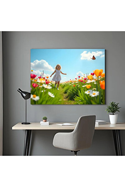 Printees Tablou - Fetița și fluture - Canvas pe șasiu - 40x30 cm