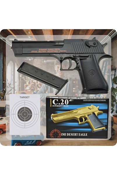 Skleplolki Pistol ASG din metal - Replică solidă, 22 cm, 400 g, 800 bile, Țintă inclusă