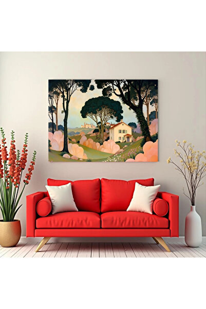 Printees Tablou - Casă în peisaj suprarealist - Canvas pe șasiu - 40x30 cm