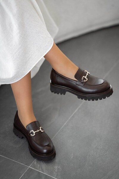 Parponi Tafy Жіночі туфлі з пряжкою з натуральної шкіри Коричневі