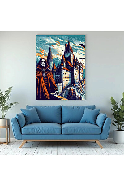 Printees Tablou - Dracula lângă cetatea din munți - Canvas pe șasiu - 40x30 cm