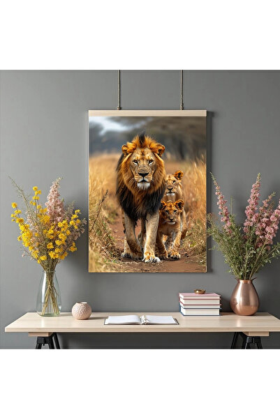 Printees Tablou - Leu cu pui - Canvas pe șasiu