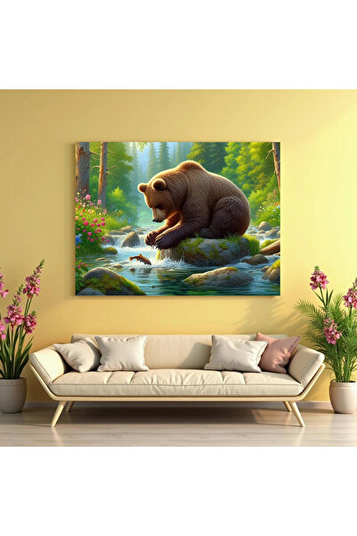 Printees Tablou - Ursul la pescuit - Canvas pe șasiu