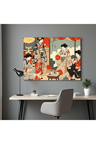 Printees Tablou - Ceremonia ceaiului, Arta Japoneză - Canvas pe șasiu - 40x30 cm