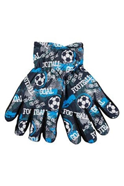 OEM Mănuși de schi albastre-negre cu design tip fotbal pentru băieți (12 ani)