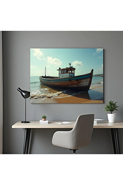 Printees Painting - Boat on the beach - Canvas on frame