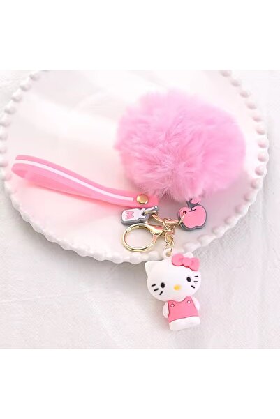 synshop Hello Kitty Kuromi Peluş Ponpon Silikon Anahtarlık Çanta Süs Charm Y2k Anime Hediyelik