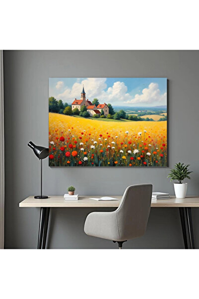 Printees Tablou - Peisaj cu flori - Canvas pe șasiu