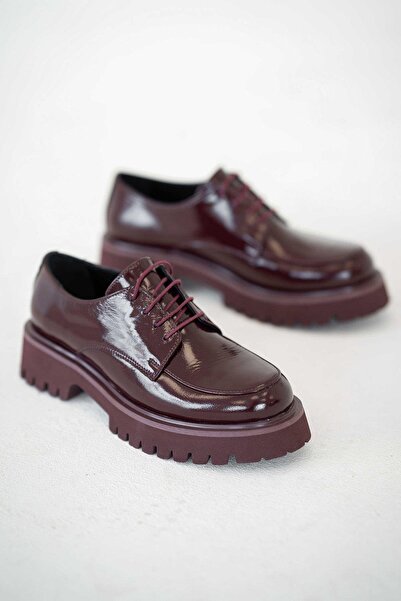 Parponi Brona Жіночі шкіряні черевики з лакованої шкіри бордового кольору