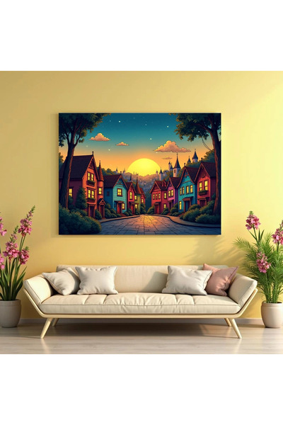 Printees Tablou - Căsuțe la apus