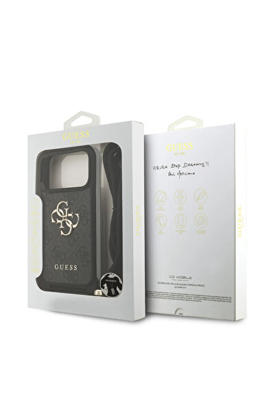 CG Mobile Guess 4G Pu Leather Case With Big 4G Logo & Lanyard For iPhone 17 Pro Max - Black