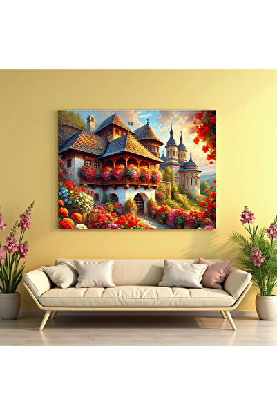 Printees Tablou - Conacul cu flori - Canvas pe șasiu