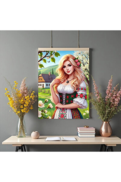 Printees Tablou - Portret cu flori în păr