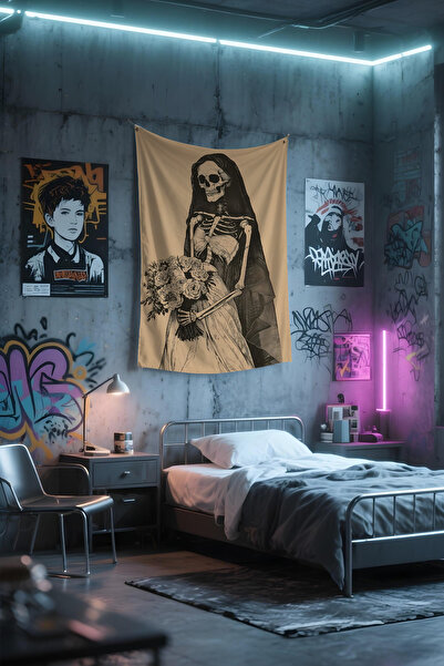 Etnik Dekor Geberik Gelin Desenli Duvar Örtüsü