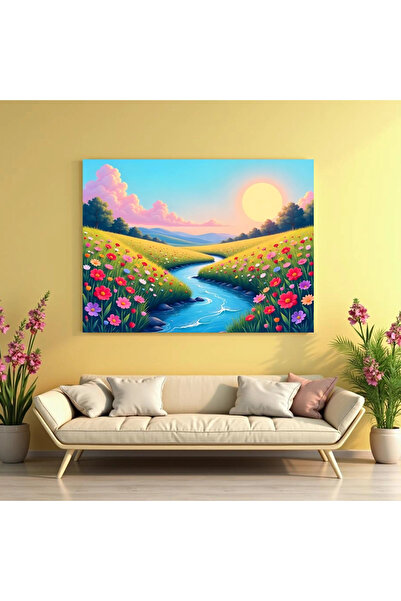 Printees Tablou - Ilustrație pârâu printre flori