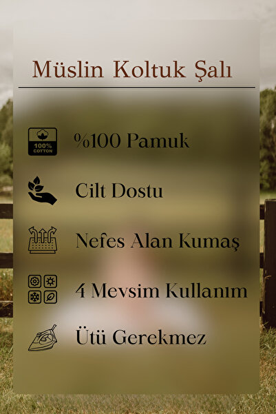 VERONİCA LİNE Muslin Sofa Throw / Tv Blanket (100X120)