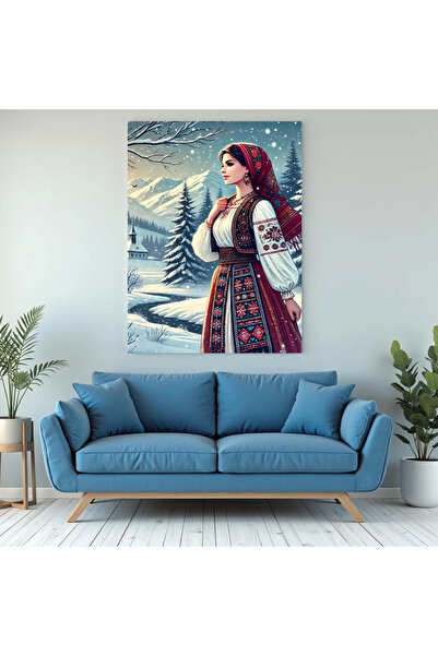 Printees Tablou - Portret iarna lângă pârâu - Canvas pe șasiu - 40x30 cm