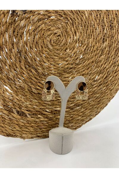 LUFES Fur Textured Leopard Print Round Square Dangle Earrings