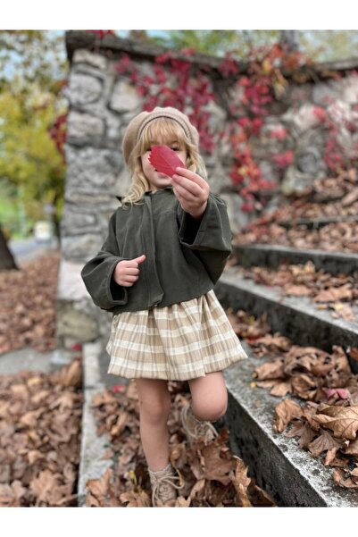 Balerinikizler Girl's Suede Look Bomber Khaki Jacket