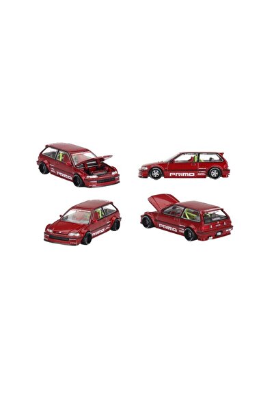 mini gt Macheta auto Honda Civic (Ef) Kaido Works V2 1987 Rosu 1:64 KHMG156