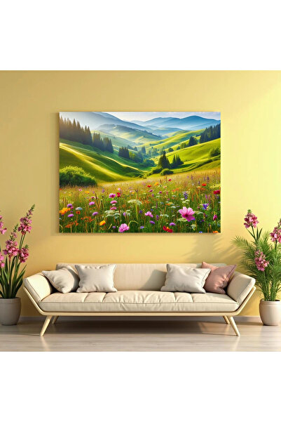 Printees Tablou - Un câmp cu flori - Canvas pe șasiu