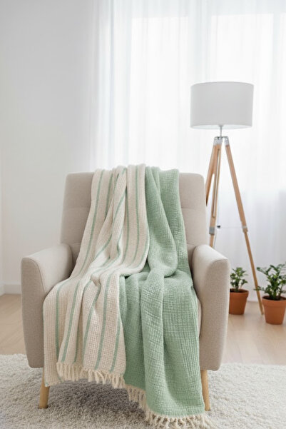 VERONİCA LİNE بطانية موسلين للأريكة / بطانية تلفزيون (100×120)