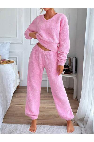 COOLHILL Polyanna Kadın Pembe Oversize Peluş Alt-Üst Takım