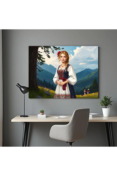 Printees Tablou - Țărăncuță la munte - Canvas pe șasiu - 40x30 cm