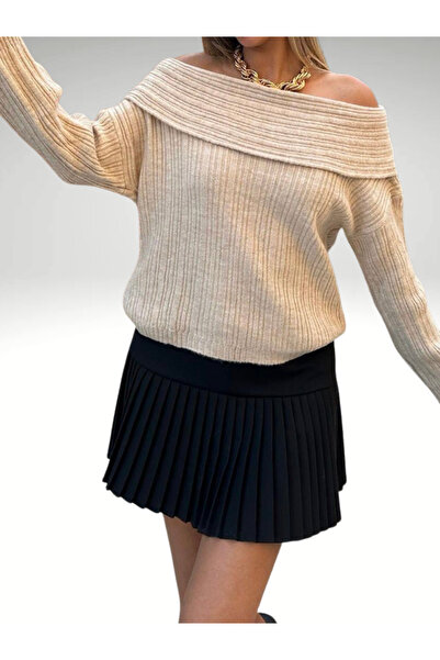 AlanTeks Degaje Madonna Collar Comfortable Fit Women's Knitwear Sweater