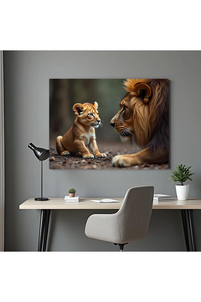 Printees Tablou - Puiul de leu în fața tatălui