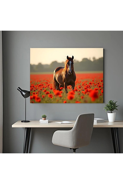 Printees Tablou - Cal între maci - Canvas pe șasiu - 40x30 cm