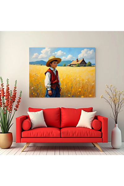 Printees Tablou - Copil în lan de grâu - Canvas pe șasiu - 40x30 cm