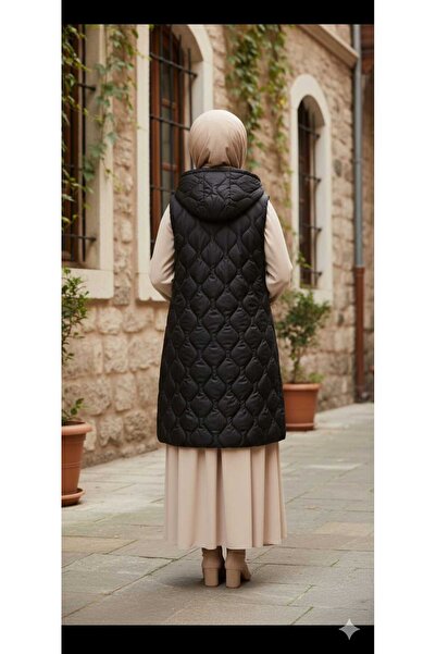 MODA İtalyan premium kalite tesettüre uyumlu siyah şişme yelek