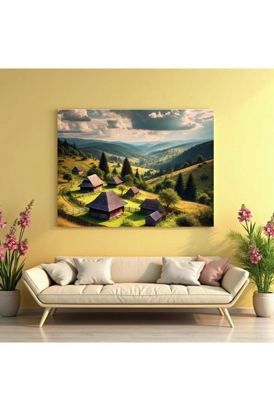 Printees Tablou - Sat de munte - Canvas pe șasiu