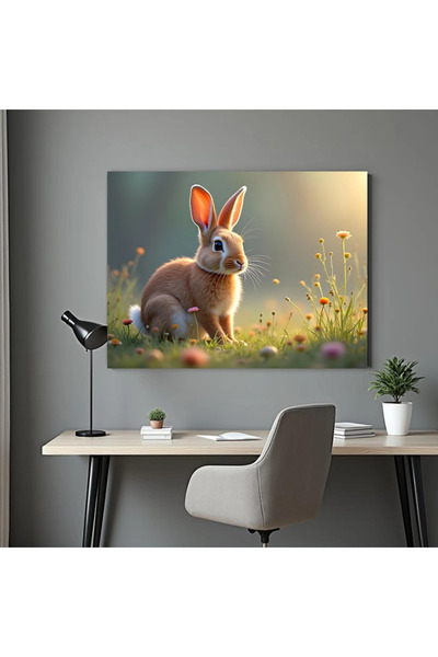 Printees Tablou - Iepure pe câmp - Canvas pe șasiu