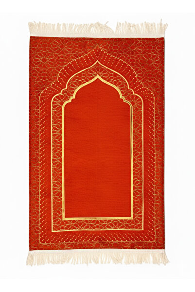 Öz Kadife Mihrap Patterned Lined Chenille Prayer Rug – Luxurious Texture, Gol...