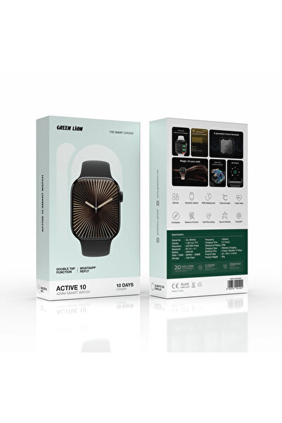 Green Lion Active 10 42Mm Smart Watch - Black