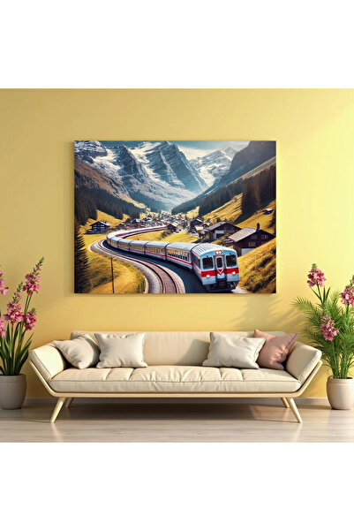 Printees Tablou - Tren în Alpi - Canvas pe șasiu