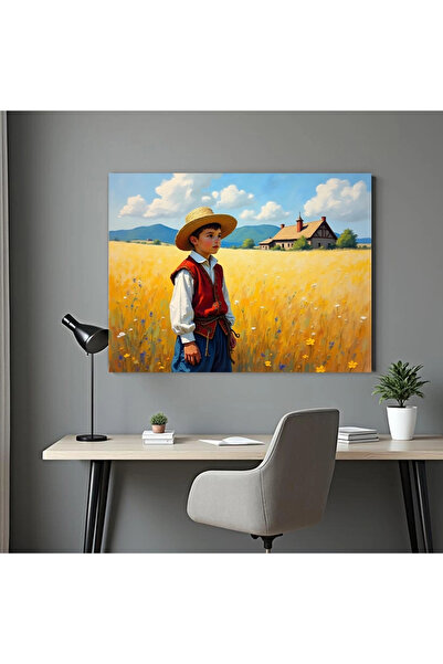 Printees Tablou - Copil în lan de grâu - Canvas pe șasiu