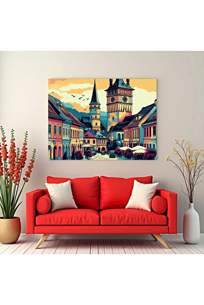 Printees Tablou - Sighișoara Turnul cu Ceas - Canvas pe șasiu - 40x30 cm