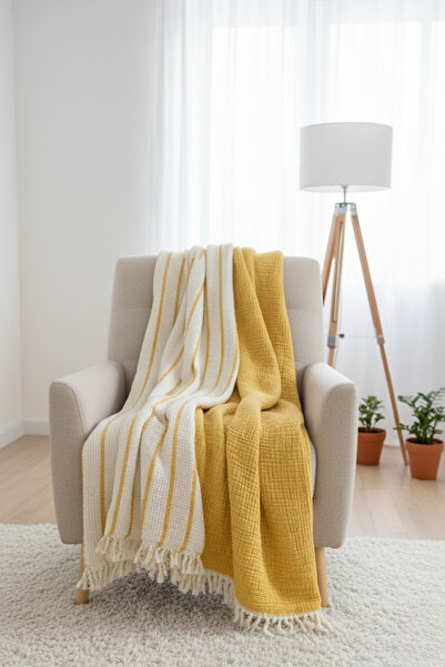 VERONİCA LİNE Muslin Sofa Throw / Tv Blanket (100X120)