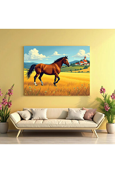 Printees Tablou - Lan de grâu și cal