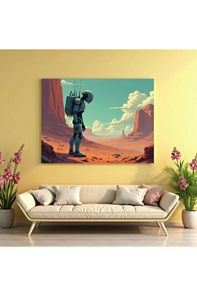 Printees Tablou cyberpunk - Robot în pustiu - Canvas pe șasiu