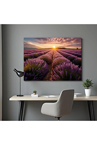 Printees Tablou - Câmp cu lavandă la răsărit - Canvas pe șasiu - 40x30 cm