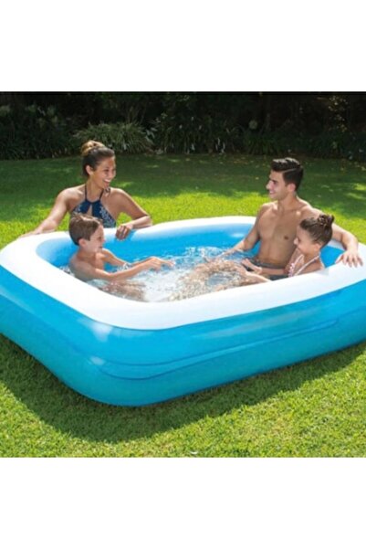 ENAGRO Rectangular Inflatable Kids Pool – 200 x 150 x 50 cm Blue/White