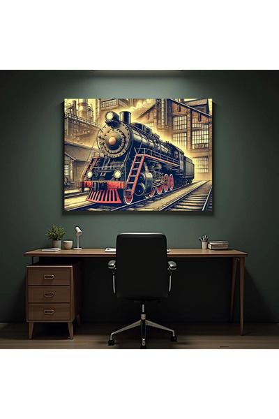 Printees Locomotive in the Factory - Canvas on chassis - 40x30 cm