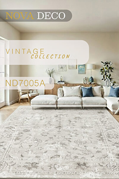 Nova Deco Vintage Koleksiyonu Eskitme Otantik Desenli Makinede Yıkanabilir Ka...